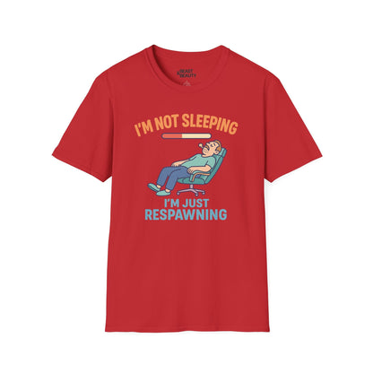 funny gaming t shirt i m not sleeping just respawning tee red t-shirt uk Father's Day gift idea