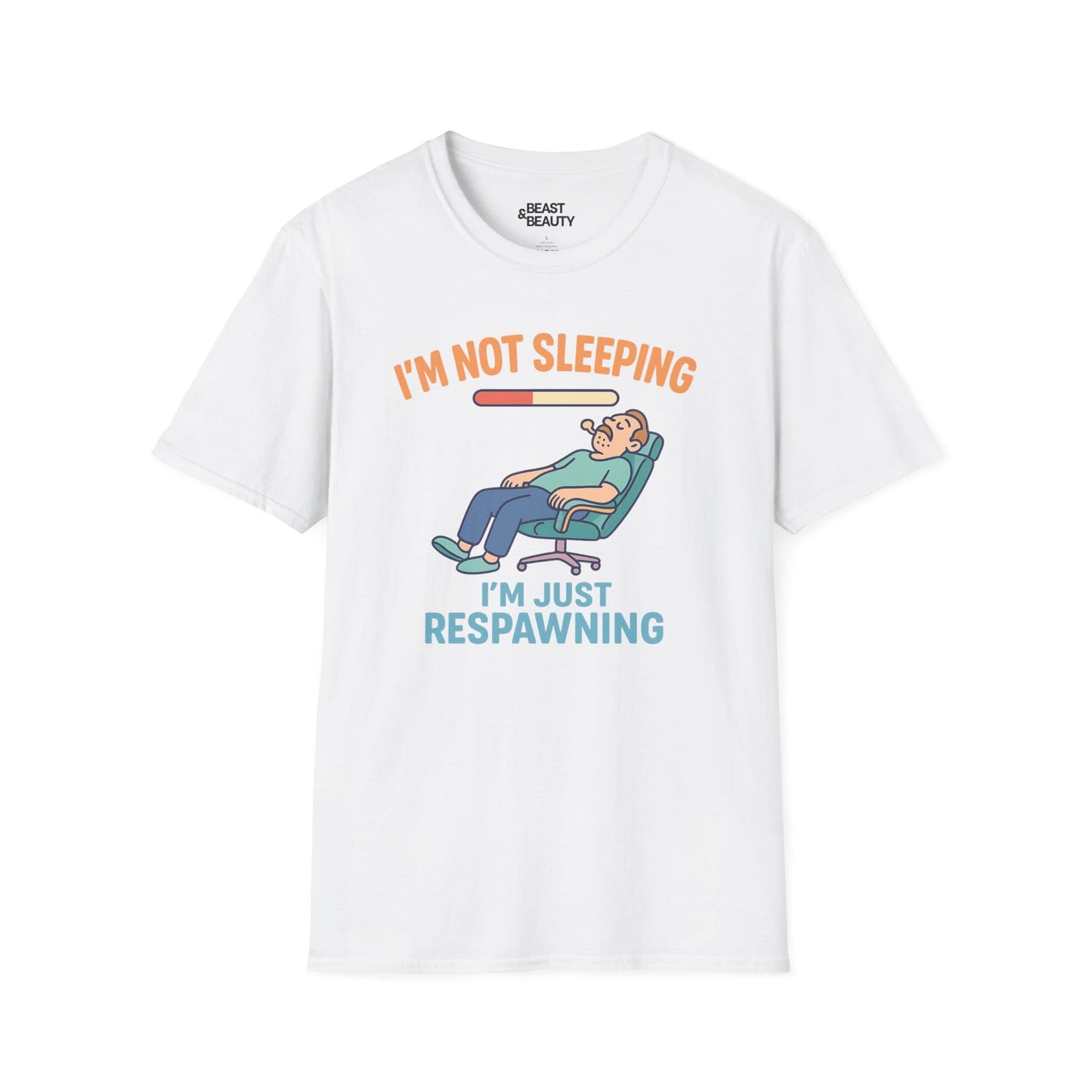 funny gaming t shirt i m not sleeping just respawning tee white t-shirt uk Father's Day gift idea