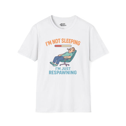 funny gaming t shirt i m not sleeping just respawning tee white t-shirt uk Father's Day gift idea
