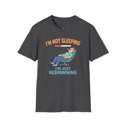 funny gaming t shirt i m not sleeping just respawning tee dark heather t-shirt uk Father's Day gift idea