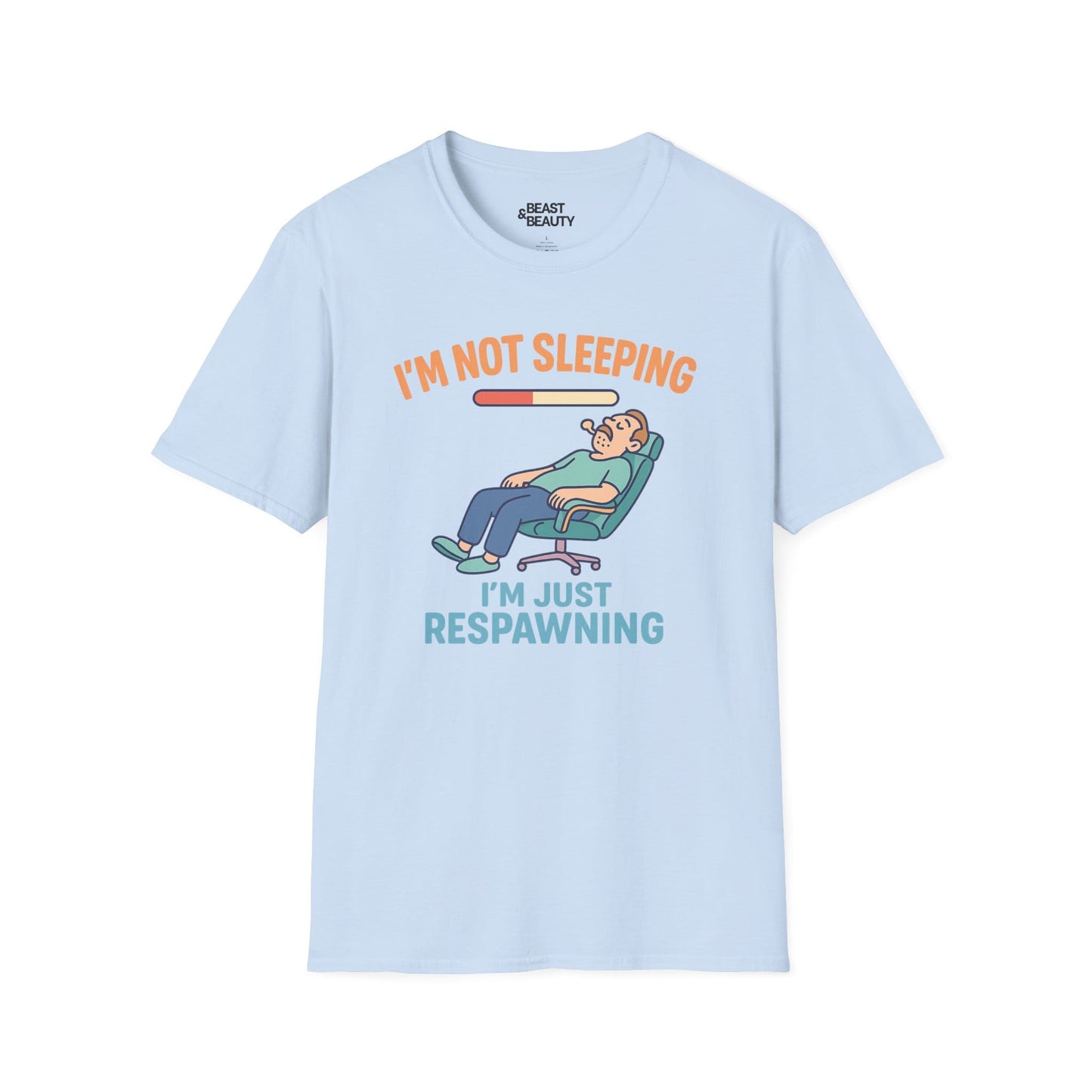 funny gaming t shirt i m not sleeping just respawning tee light blue t-shirt uk Father's Day gift idea