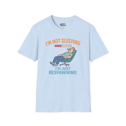 funny gaming t shirt i m not sleeping just respawning tee light blue t-shirt uk Father's Day gift idea