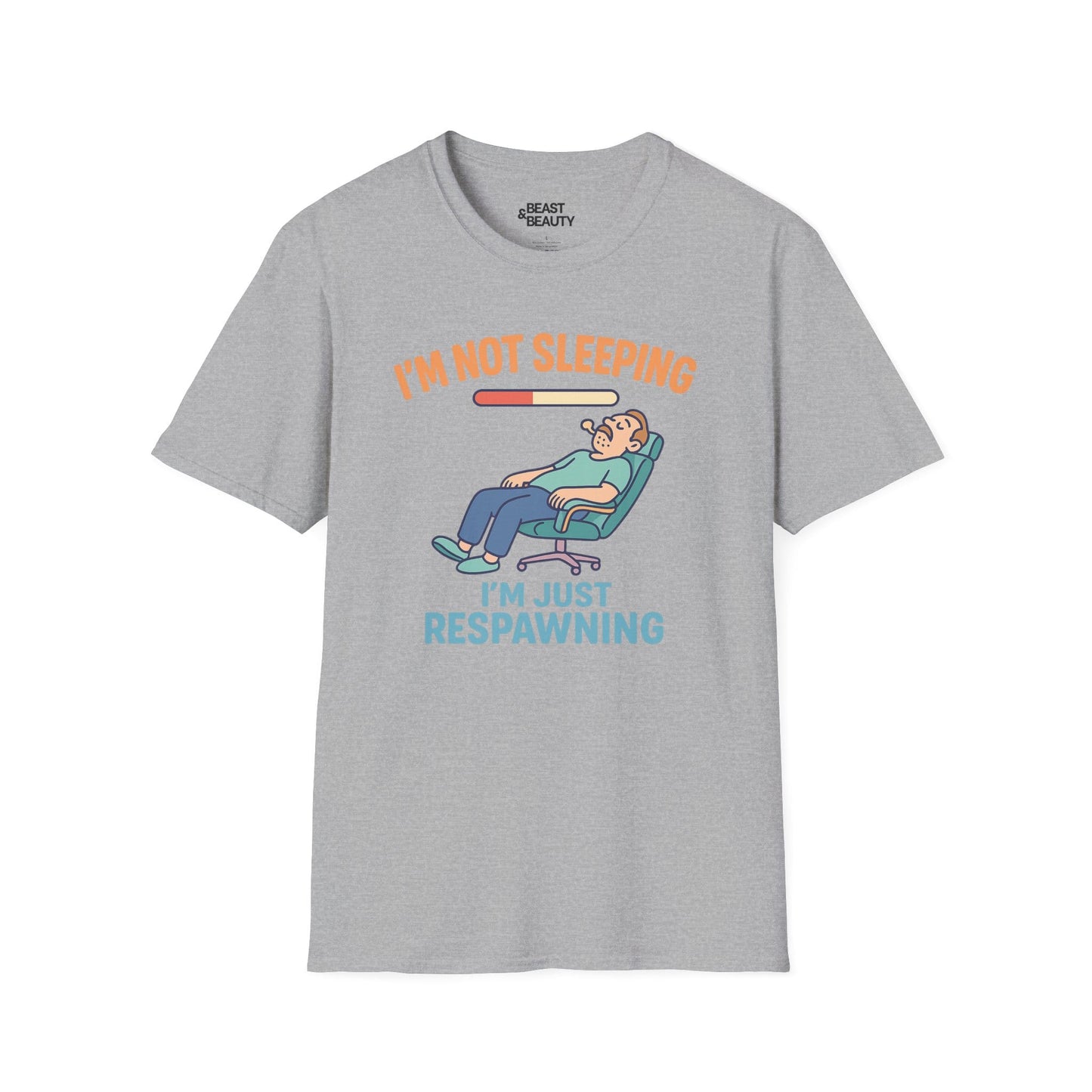 funny gaming t shirt i m not sleeping just respawning tee sport grey t-shirt uk Father's Day gift idea