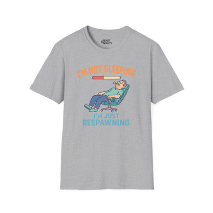 funny gaming t shirt i m not sleeping just respawning tee sport grey t-shirt uk Father's Day gift idea