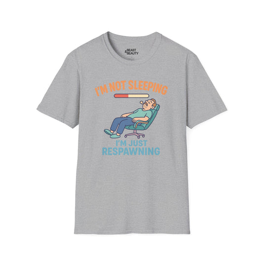 funny gaming t shirt i m not sleeping just respawning tee sport grey t-shirt uk Father's Day gift idea
