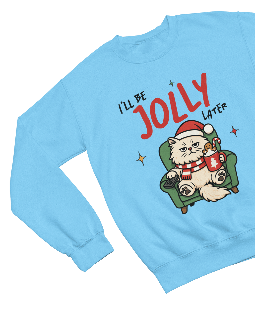 Beast and Beauty Sweatshirt / 3XL (Adult) / Blue Funny Lazy Cat Christmas Sweatshirt – I’ll Be Jolly Later Unisex