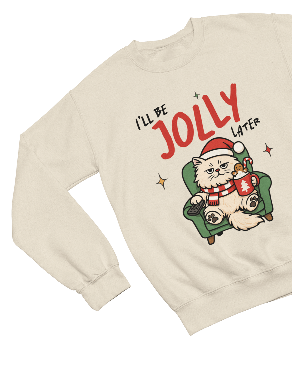 Beast and Beauty Sweatshirt / 3XL (Adult) / Beige Funny Lazy Cat Christmas Sweatshirt – I’ll Be Jolly Later Unisex