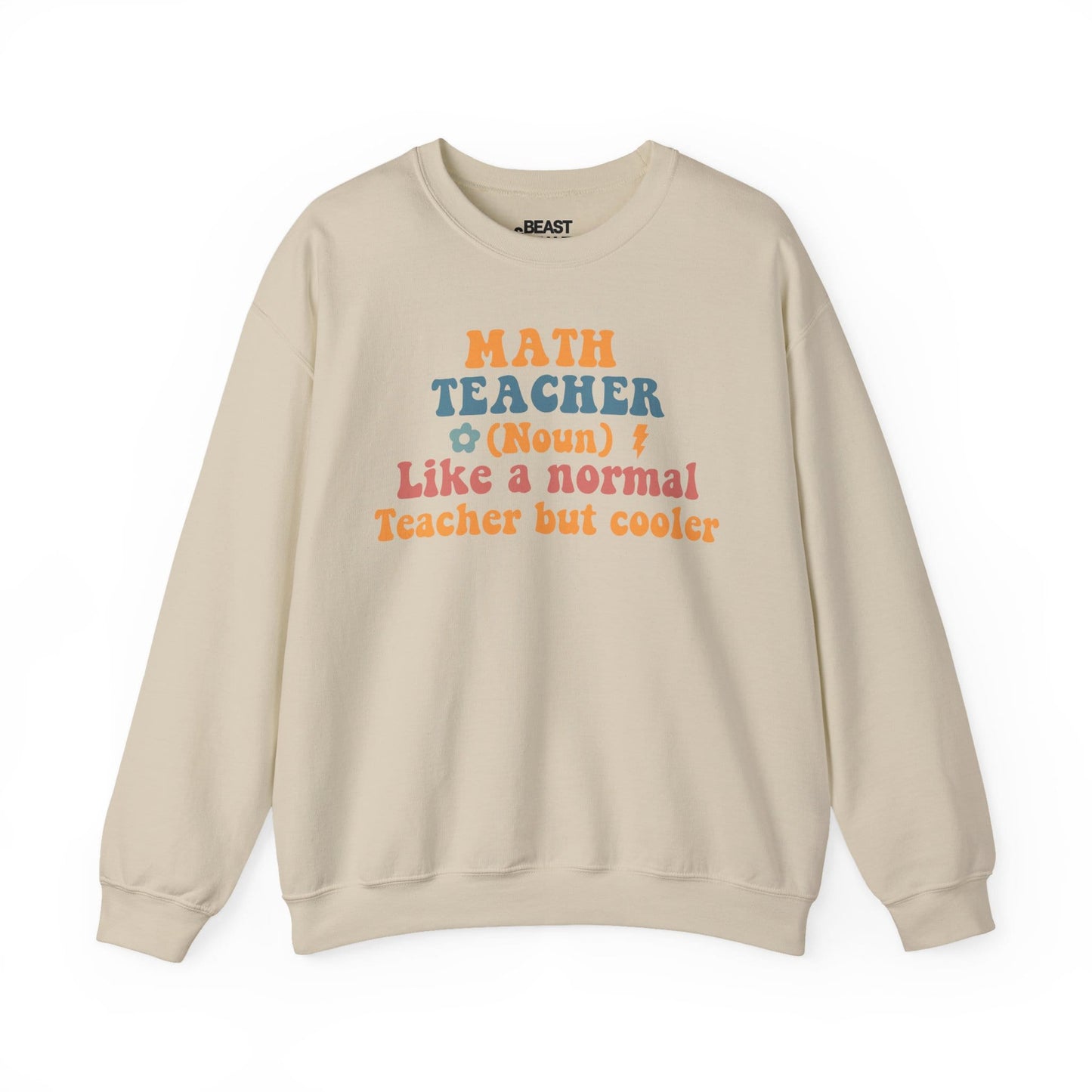 Funny Math Teacher Sweatshirt – Retro Teacher Crewneck Sand / S gift_idea unique_gift personalised_gift