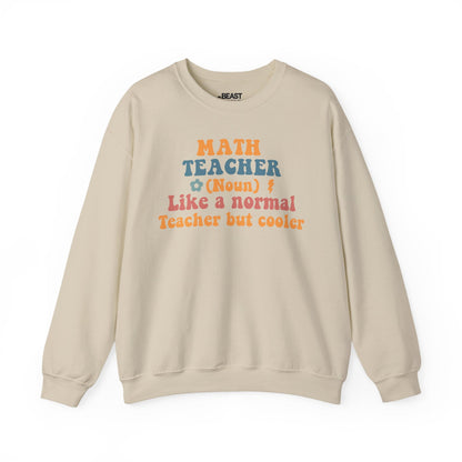 Funny Math Teacher Sweatshirt – Retro Teacher Crewneck Sand / S gift_idea unique_gift personalised_gift