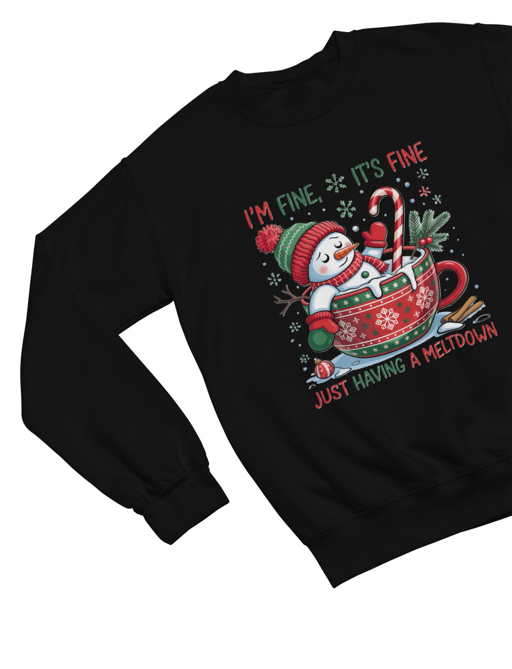 Beast and Beauty Sweatshirt / 3XL (Adult) / Black Funny Meltdown Snowman Christmas Sweatshirt – Festive Holiday Jumper