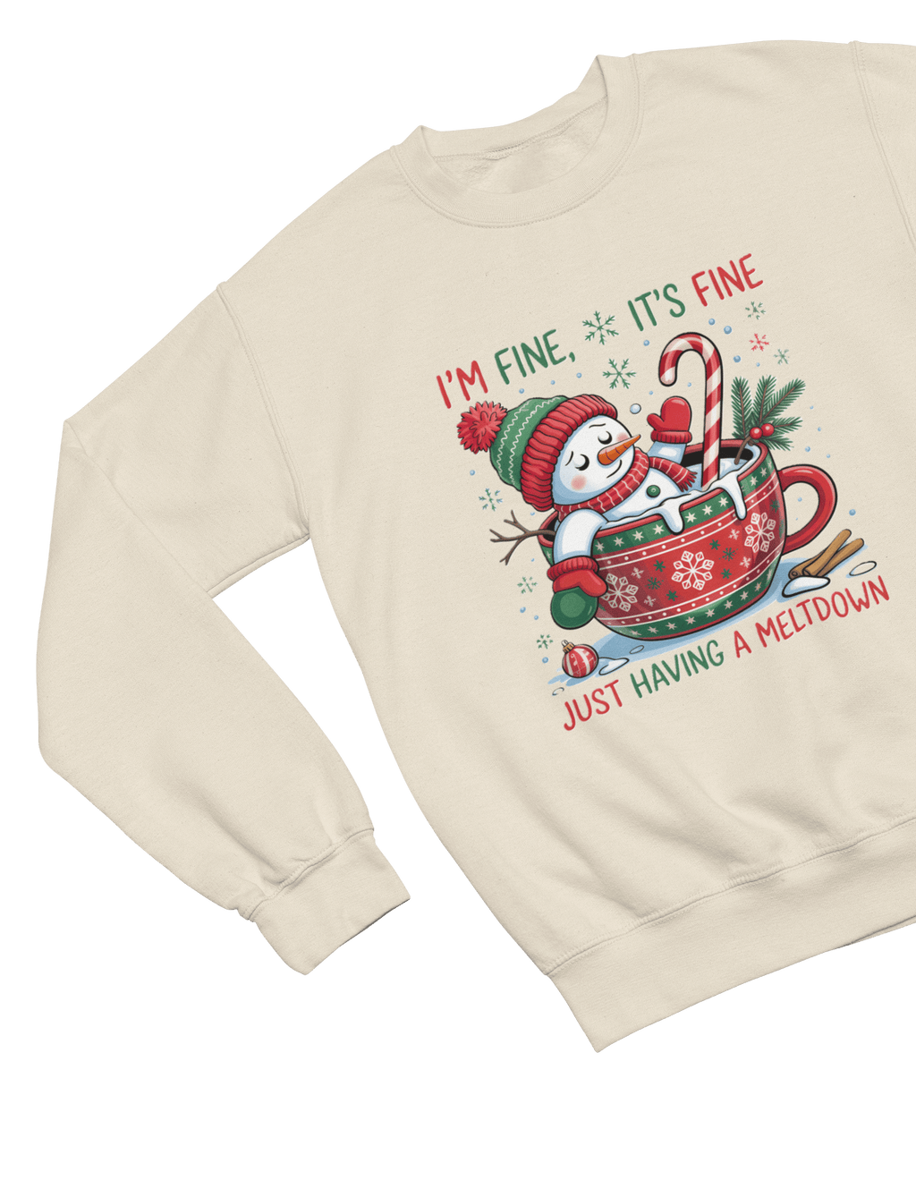 Beast and Beauty Sweatshirt / 3XL (Adult) / Beige Funny Meltdown Snowman Christmas Sweatshirt – Festive Holiday Jumper