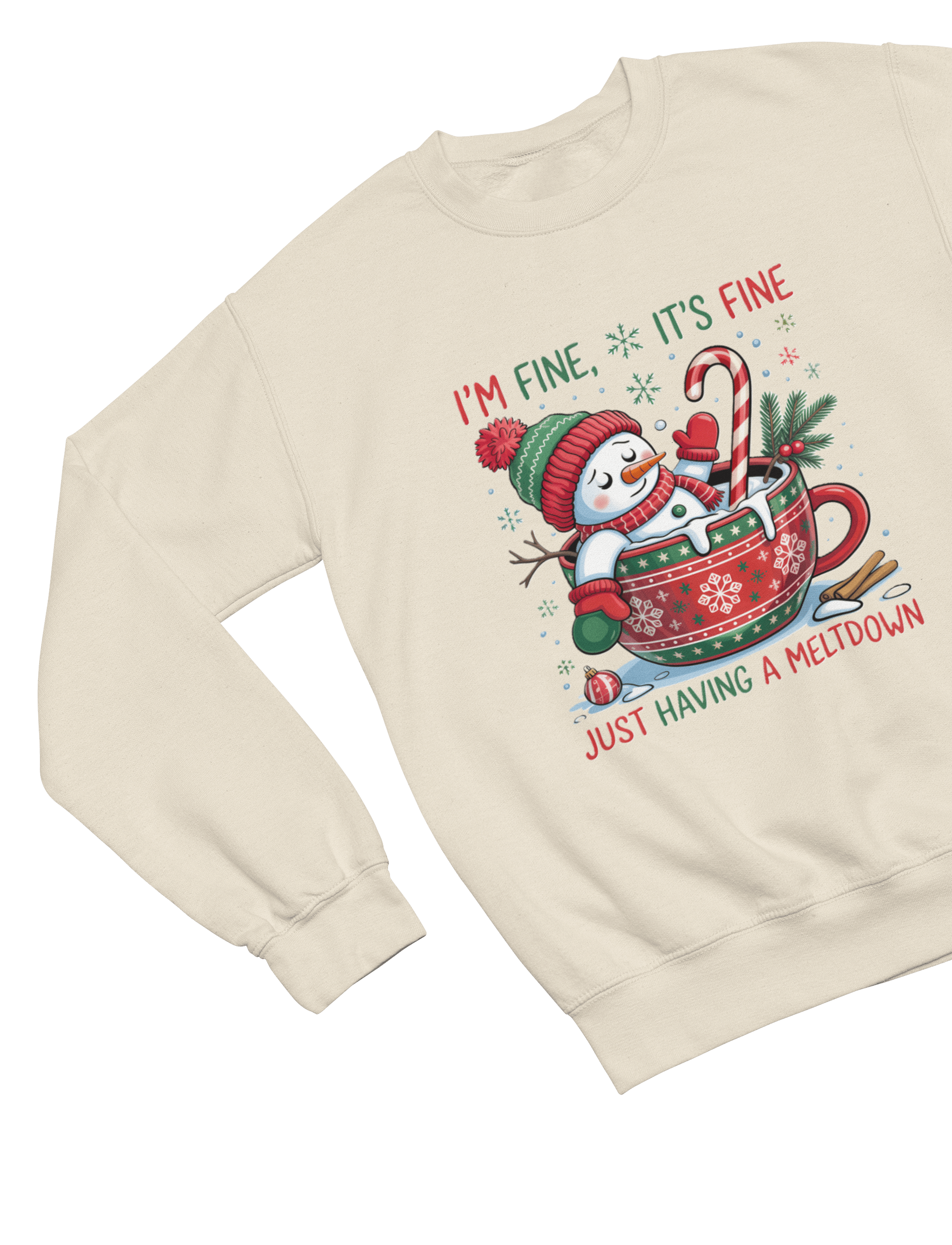 Beast and Beauty Sweatshirt / 3XL (Adult) / Beige Funny Meltdown Snowman Christmas Sweatshirt – Festive Holiday Jumper