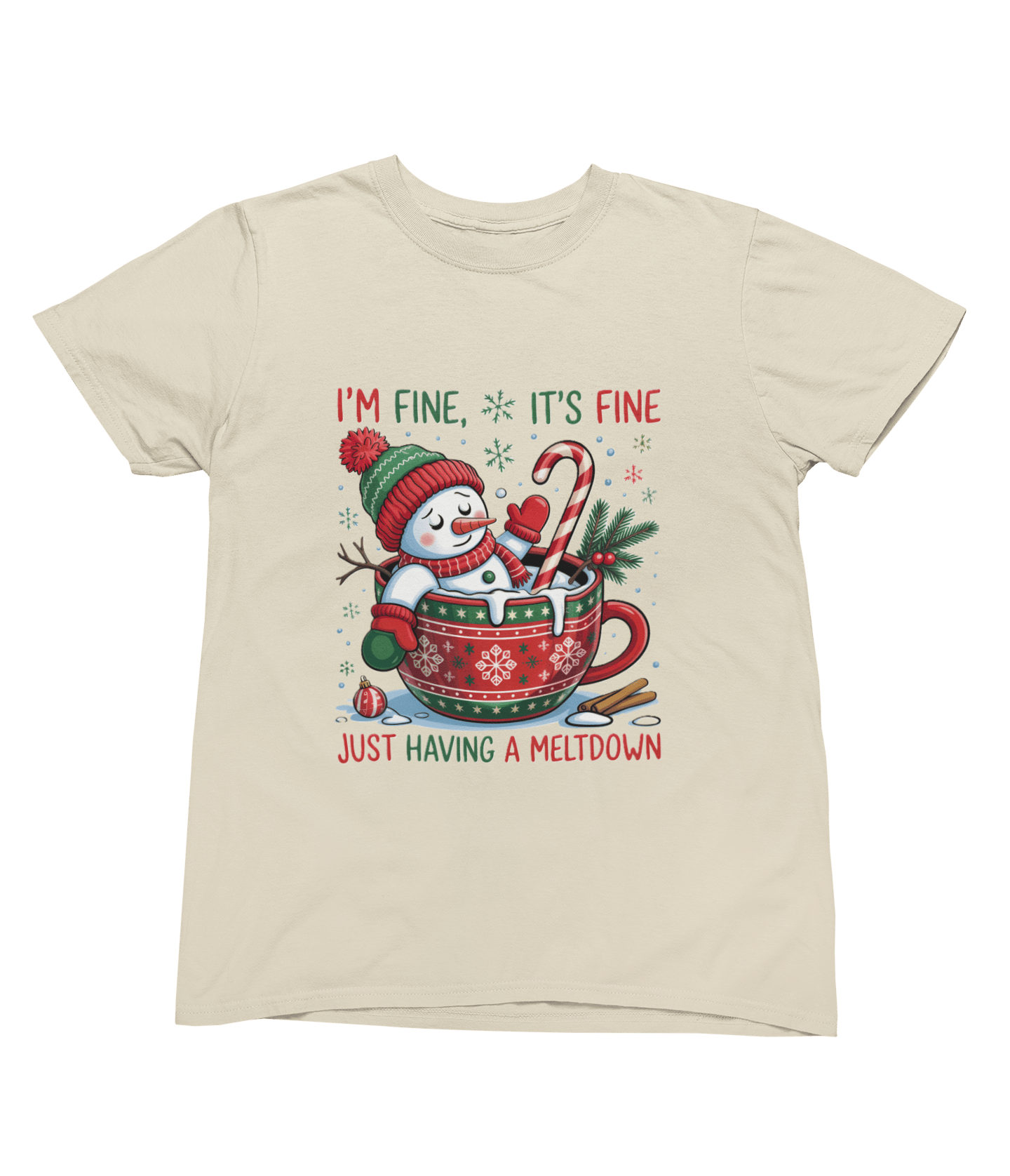 Beast and Beauty T-Shirt / 3XL (Adult) / Beige Funny Meltdown Snowman Christmas Sweatshirt – Festive Holiday Jumper