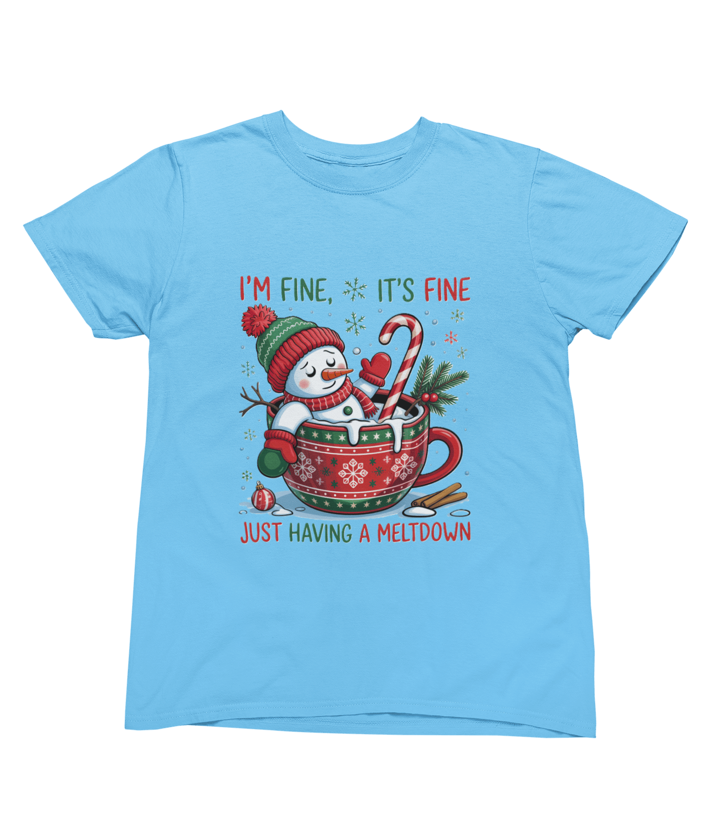 Beast and Beauty T-Shirt / 3XL (Adult) / Blue Funny Meltdown Snowman Christmas Sweatshirt – Festive Holiday Jumper