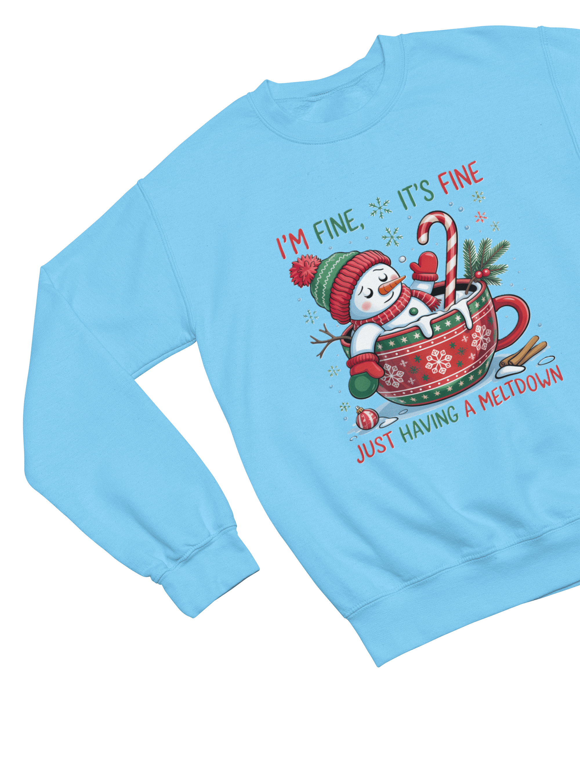 Beast and Beauty Sweatshirt / 3XL (Adult) / Blue Funny Meltdown Snowman Christmas Sweatshirt – Festive Holiday Jumper