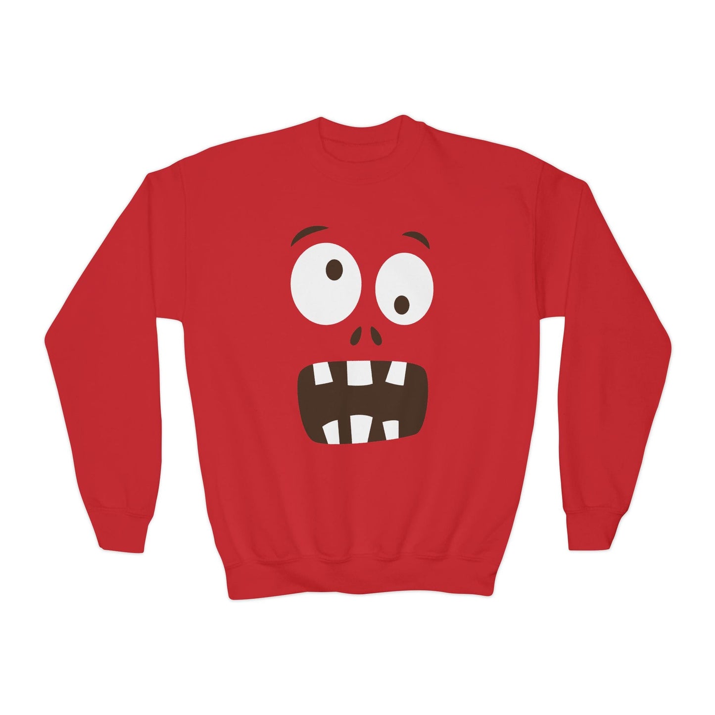 Funny Monster Face Halloween Sweatshirt Red / XS gift_idea unique_gift personalised_gift