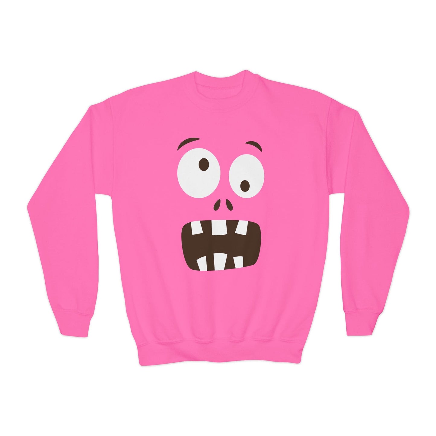 Funny Monster Face Halloween Sweatshirt Safety Pink / XS gift_idea unique_gift personalised_gift