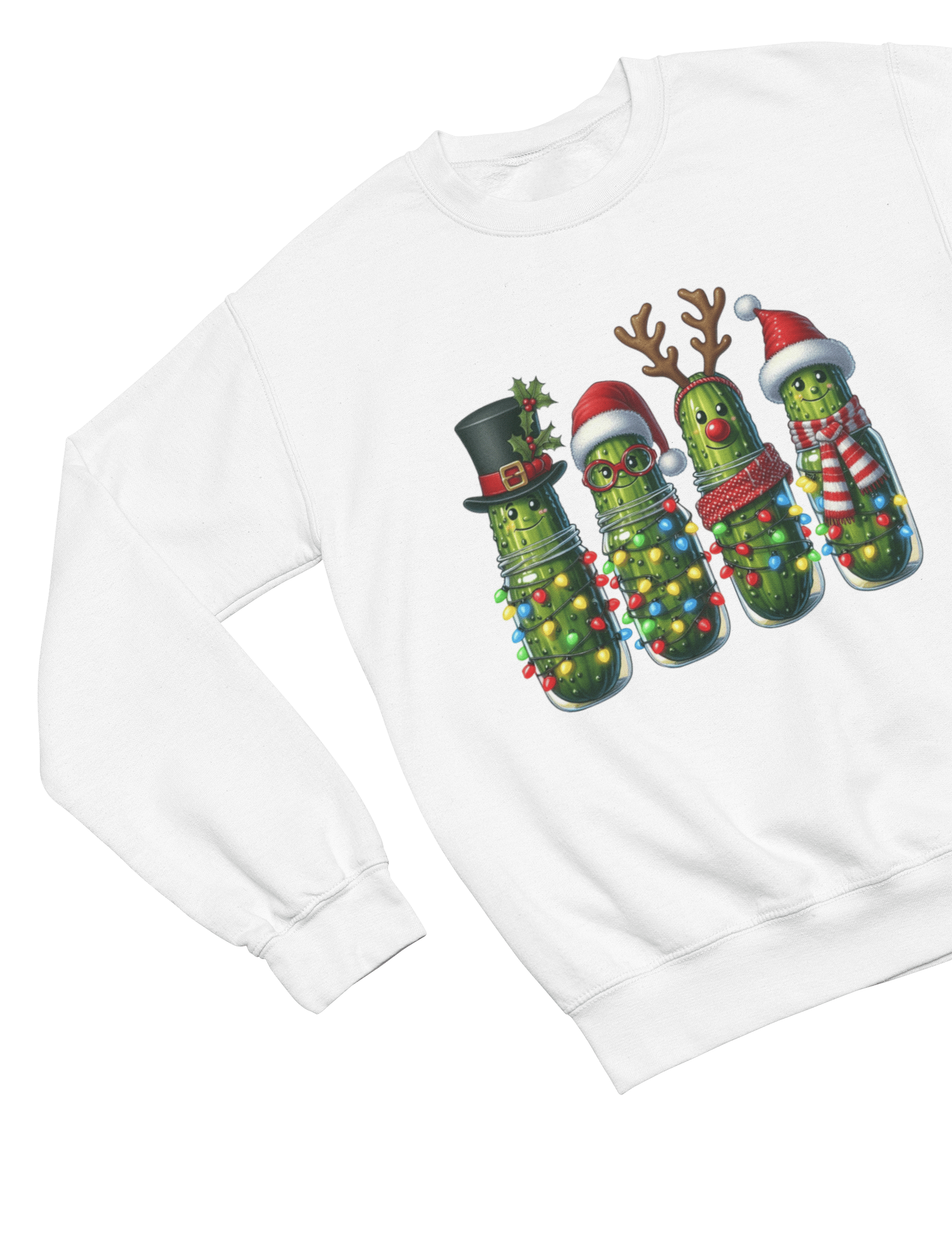 Beast and Beauty Sweatshirt / 3XL (Adult) / White Funny Pickle Christmas Sweatshirt – Quirky Festive Jumper Unisex