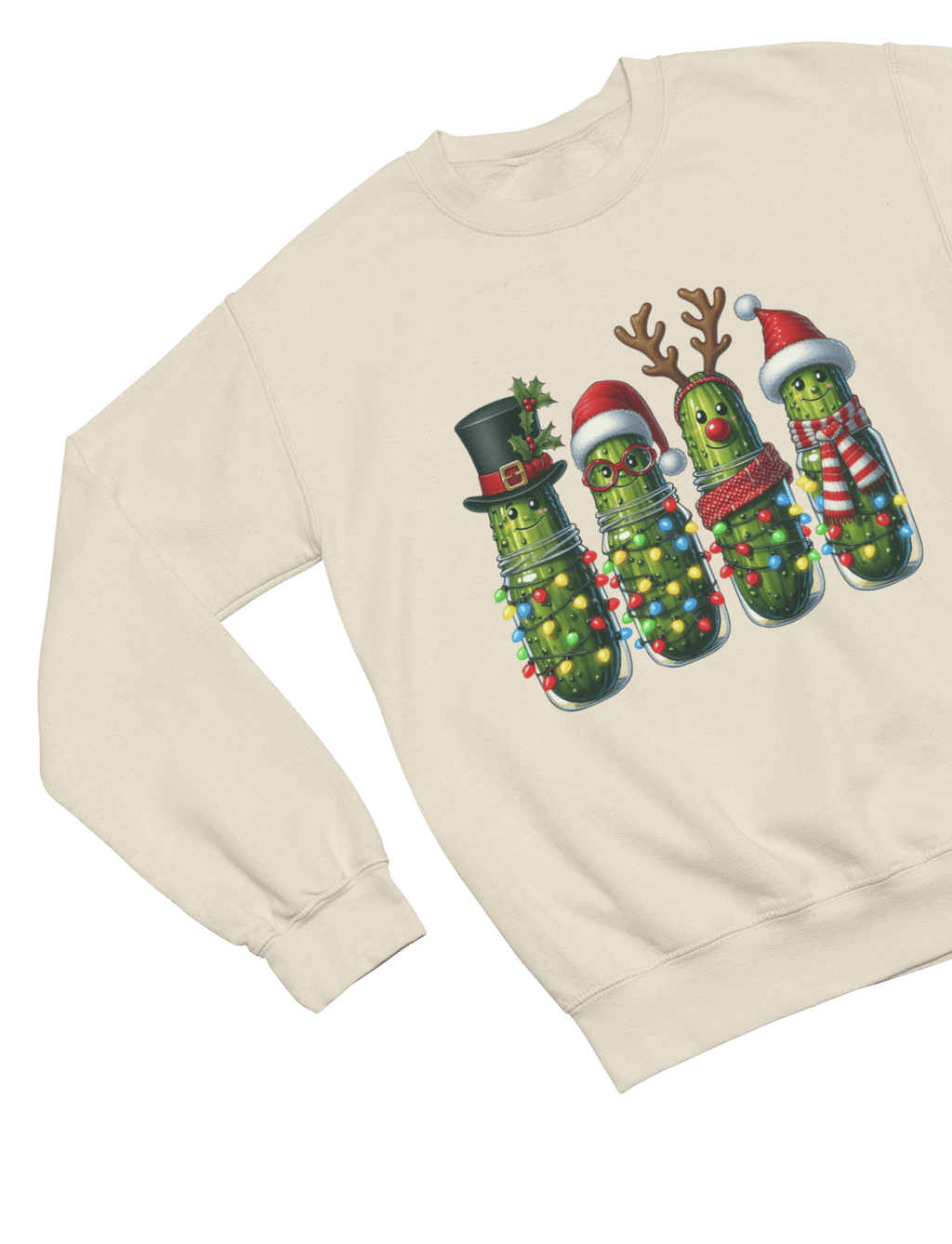 Beast and Beauty Sweatshirt / 3XL (Adult) / Beige Funny Pickle Christmas Sweatshirt – Quirky Festive Jumper Unisex