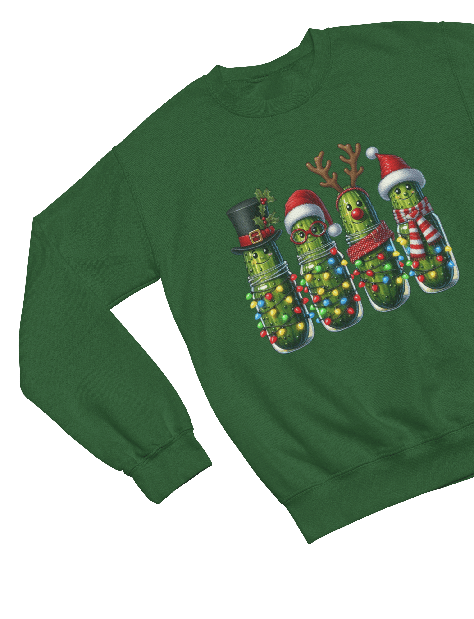 Beast and Beauty Sweatshirt / 3XL (Adult) / Green Funny Pickle Christmas Sweatshirt – Quirky Festive Jumper Unisex