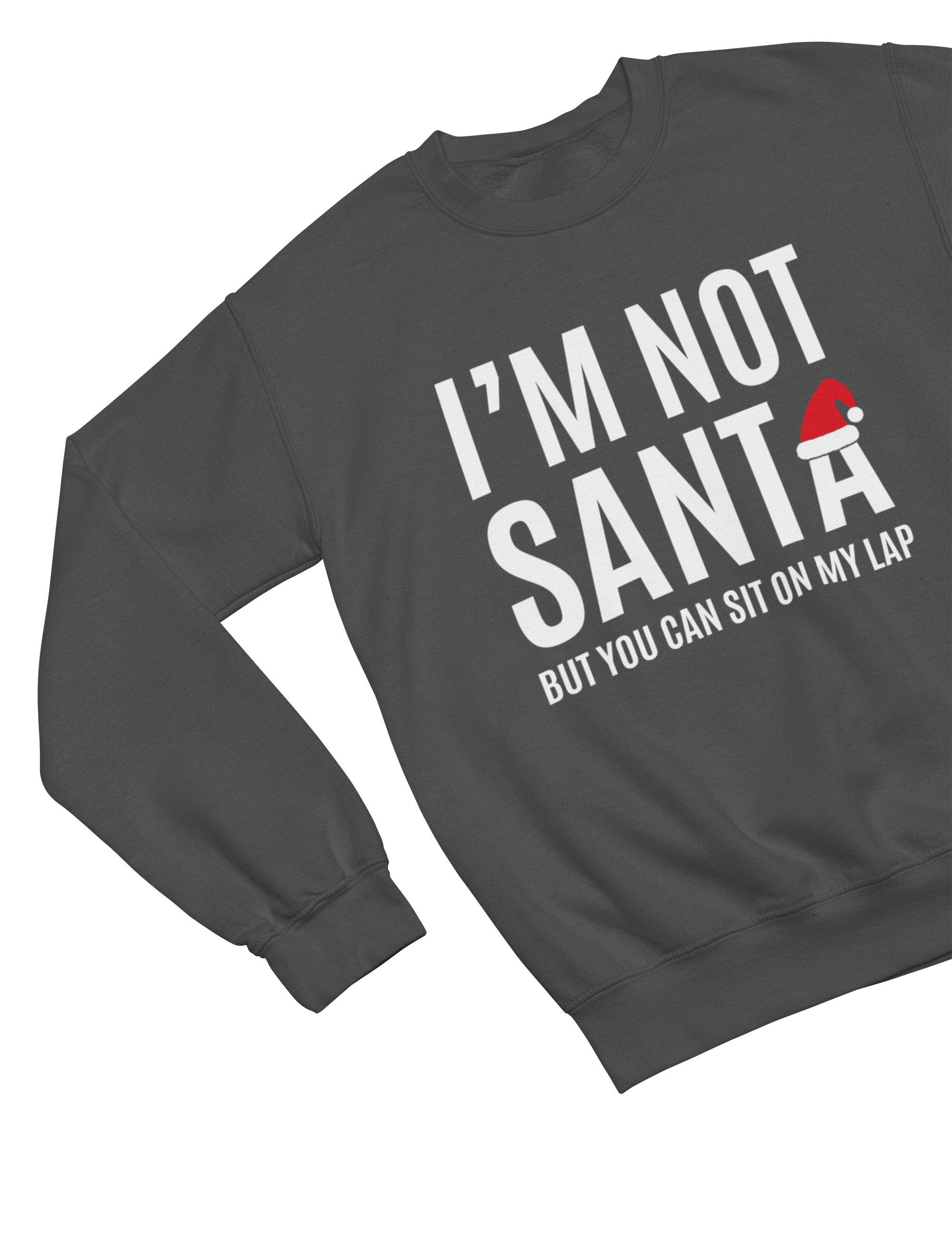 Funny Santa Lap Christmas Jumper – Cheeky Adult Xmas Sweatshirt Sweatshirt / small / Grey gift_idea unique_gift personalised_gift