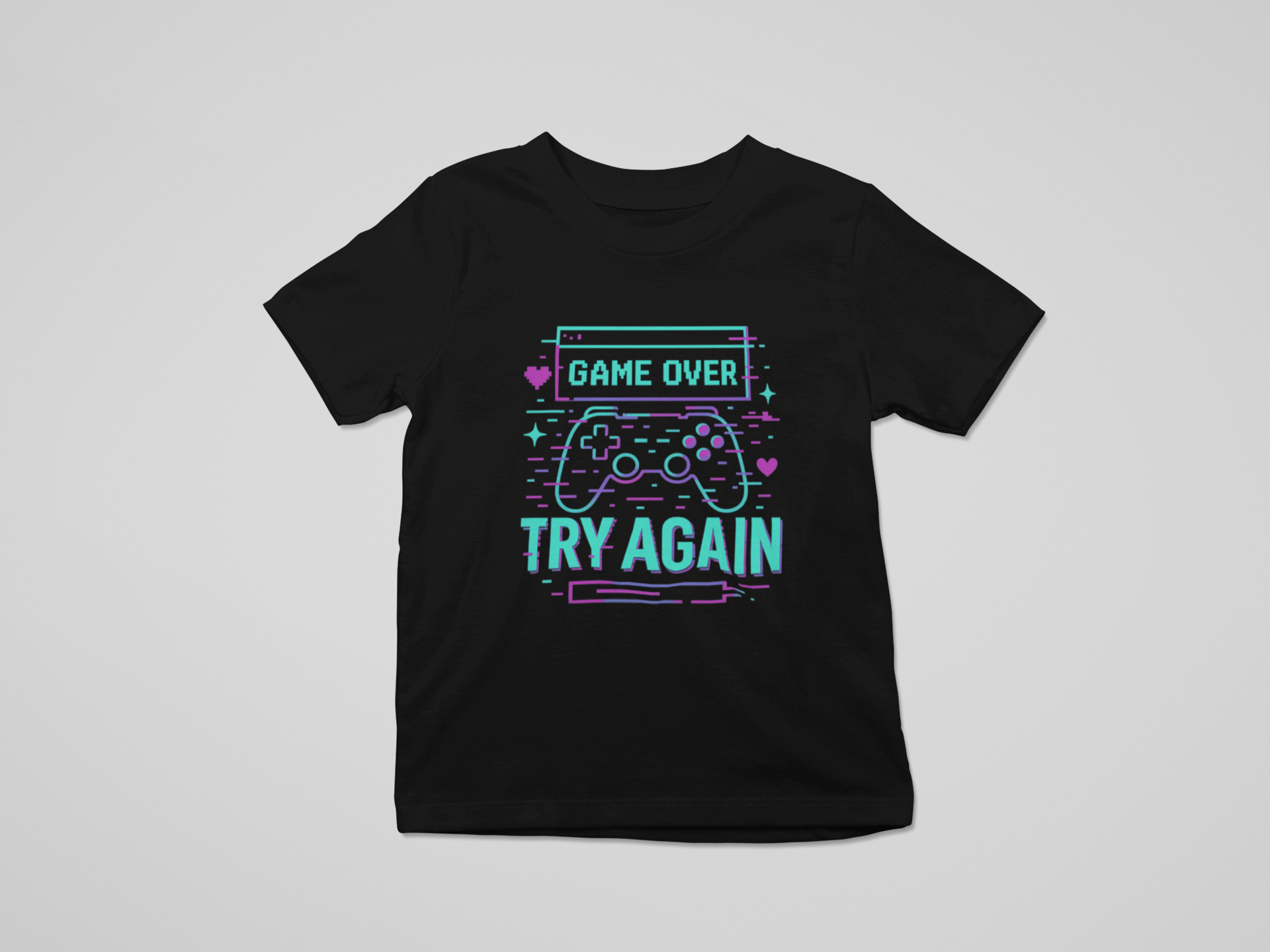 Gaming Kids T-Shirt Set (3 Pack) | Level Up, Game Over & Loading Tees 3-4 years / Game Over… Try Again gift_idea unique_gift personalised_gift