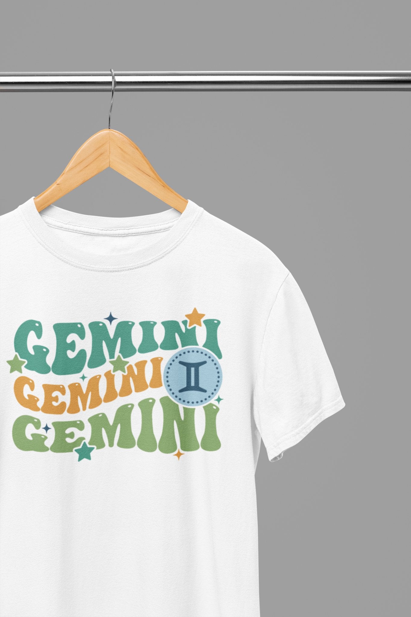 Gemini Zodiac Fun Colour Font T-Shirt - Beast & Beauty Clothing LTD - Zodiac T-Shirt - small - White - 
