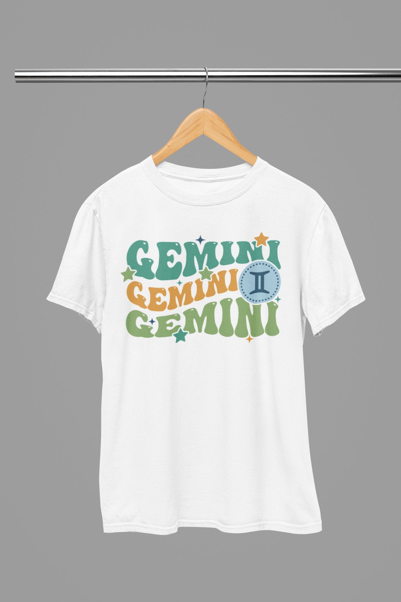 Gemini Zodiac Fun Colour Font T-Shirt - Beast & Beauty Clothing LTD - Zodiac T-Shirt - small - White - 