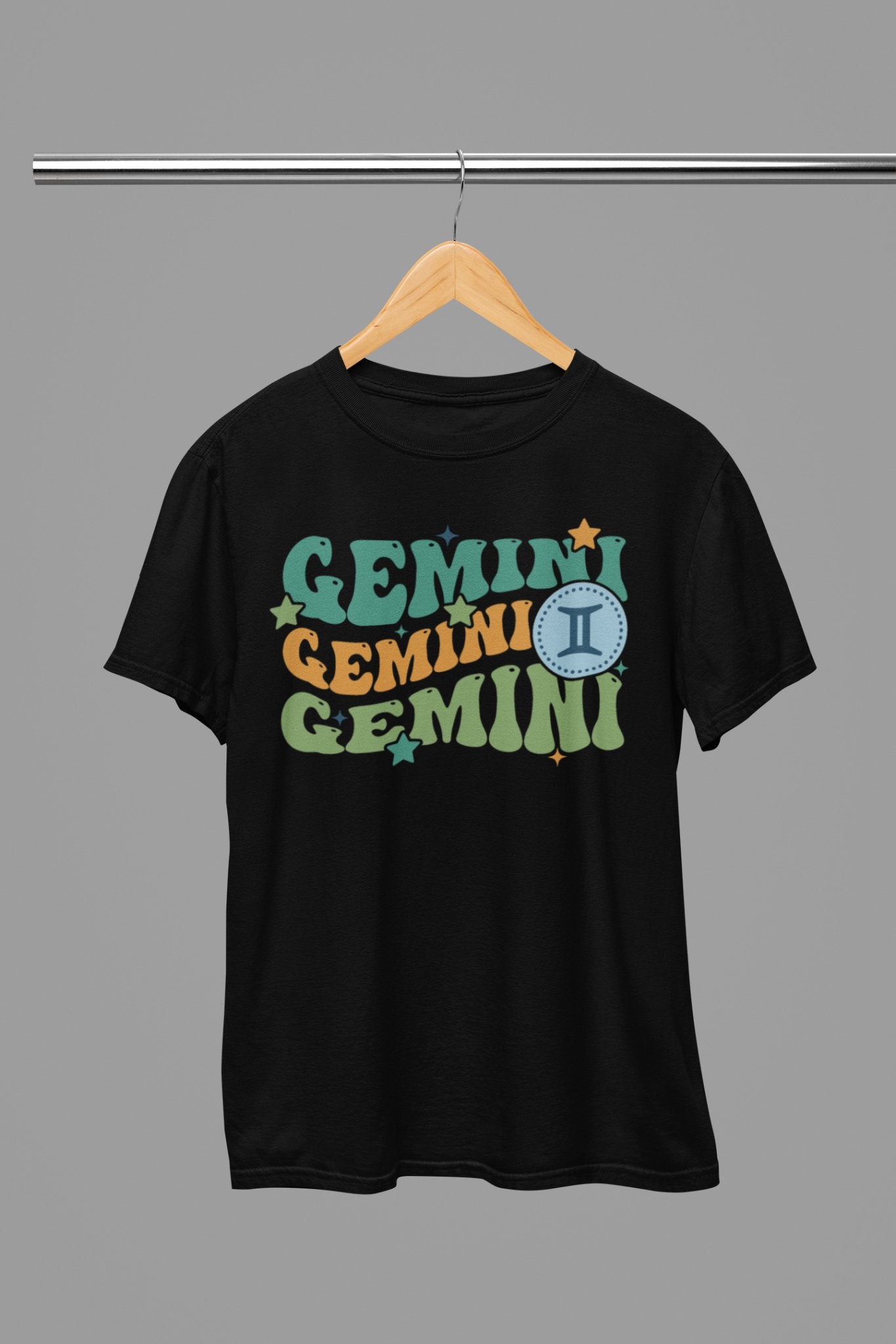 Gemini Zodiac Fun Colour Font T-Shirt - Beast & Beauty Clothing LTD - Zodiac T-Shirt - small - Black - 