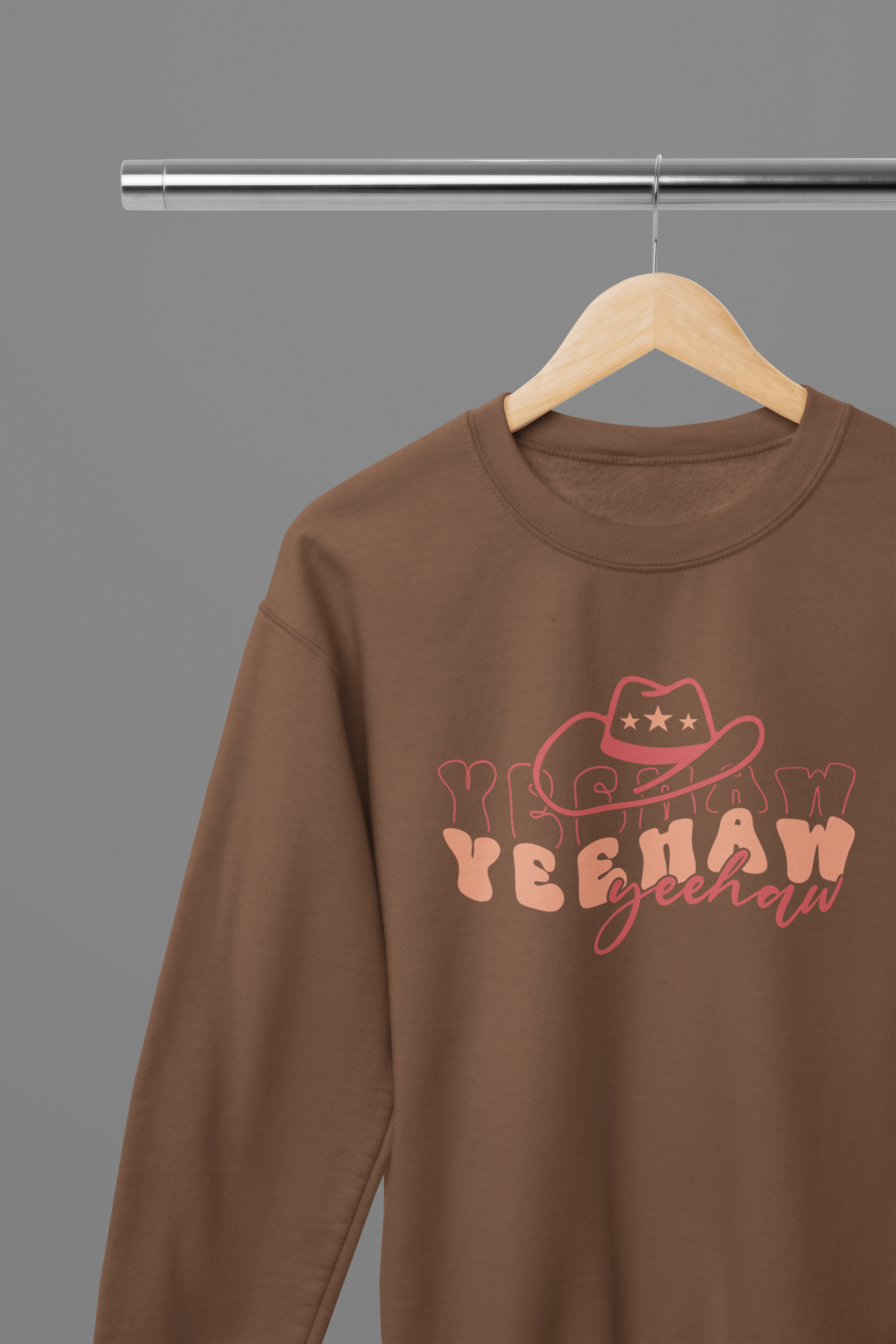 Giddy up with our Yeehaw T-Shirt/Sweatshirt! Sweatshirt / Small / Brown gift_idea unique_gift personalised_gift
