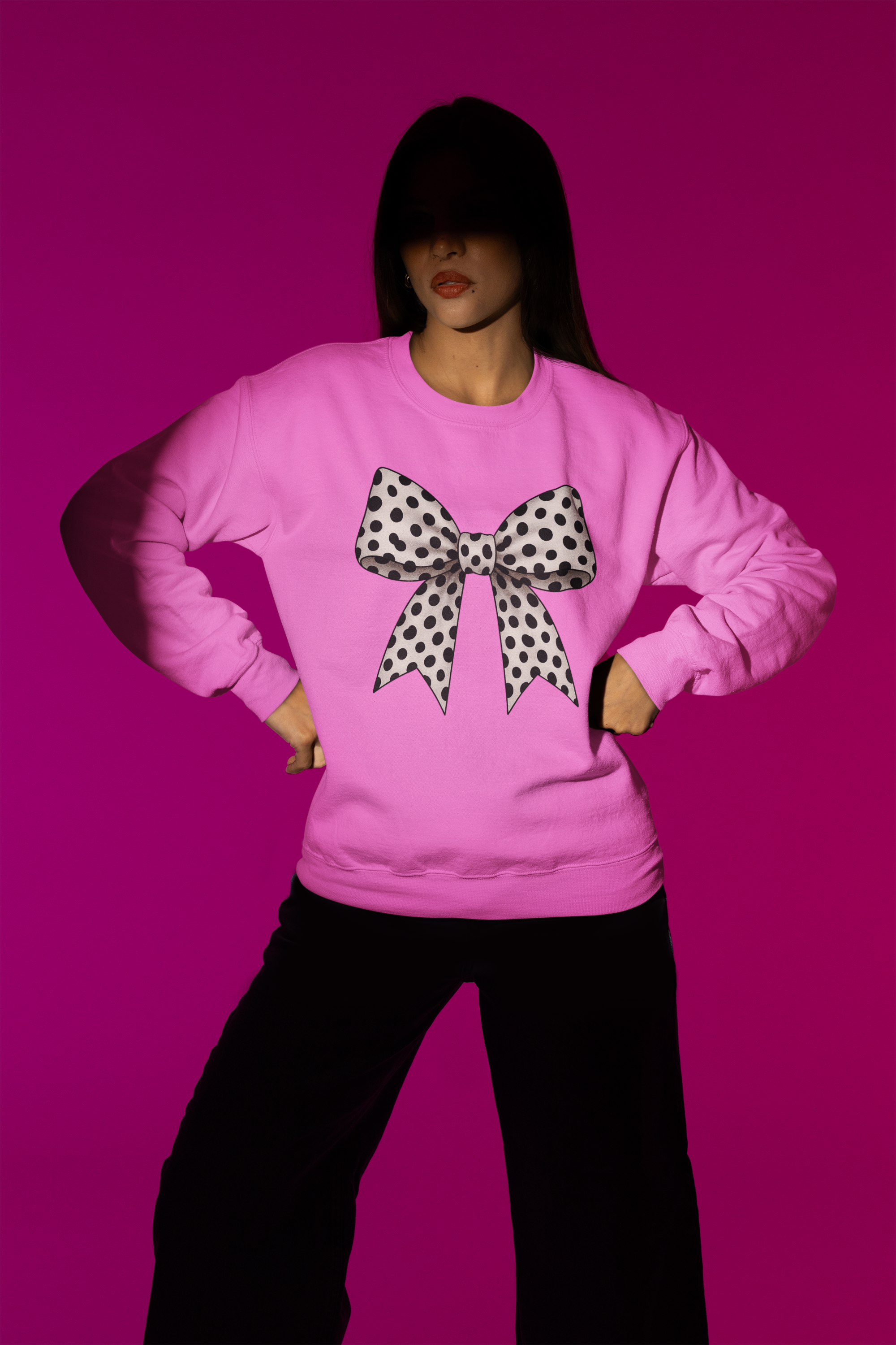 Polka Dot Coquette Bow Sweatshirt & T-Shirt – Retro Dot Print, UK Fit