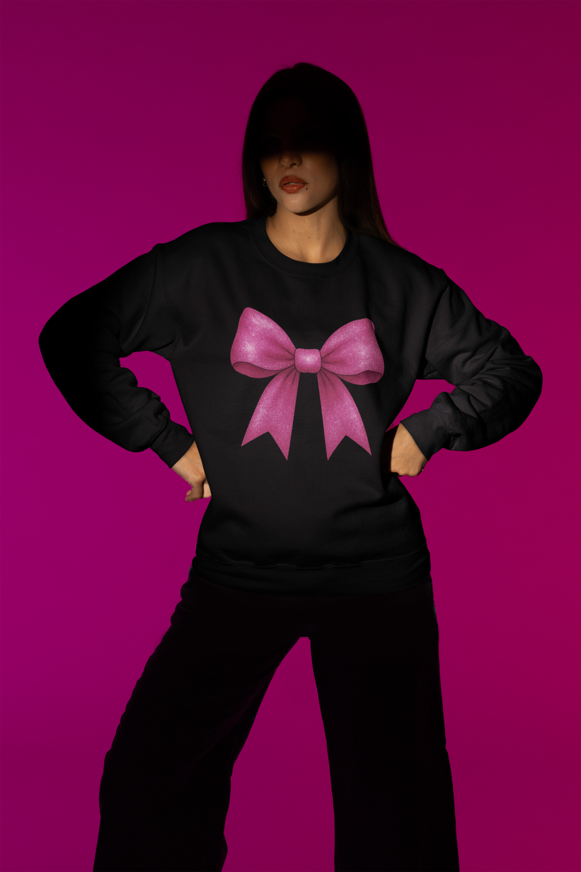 Pink Glitter Coquette Bow Sweatshirt & T-Shirt – Girly Coquette Aesthetic