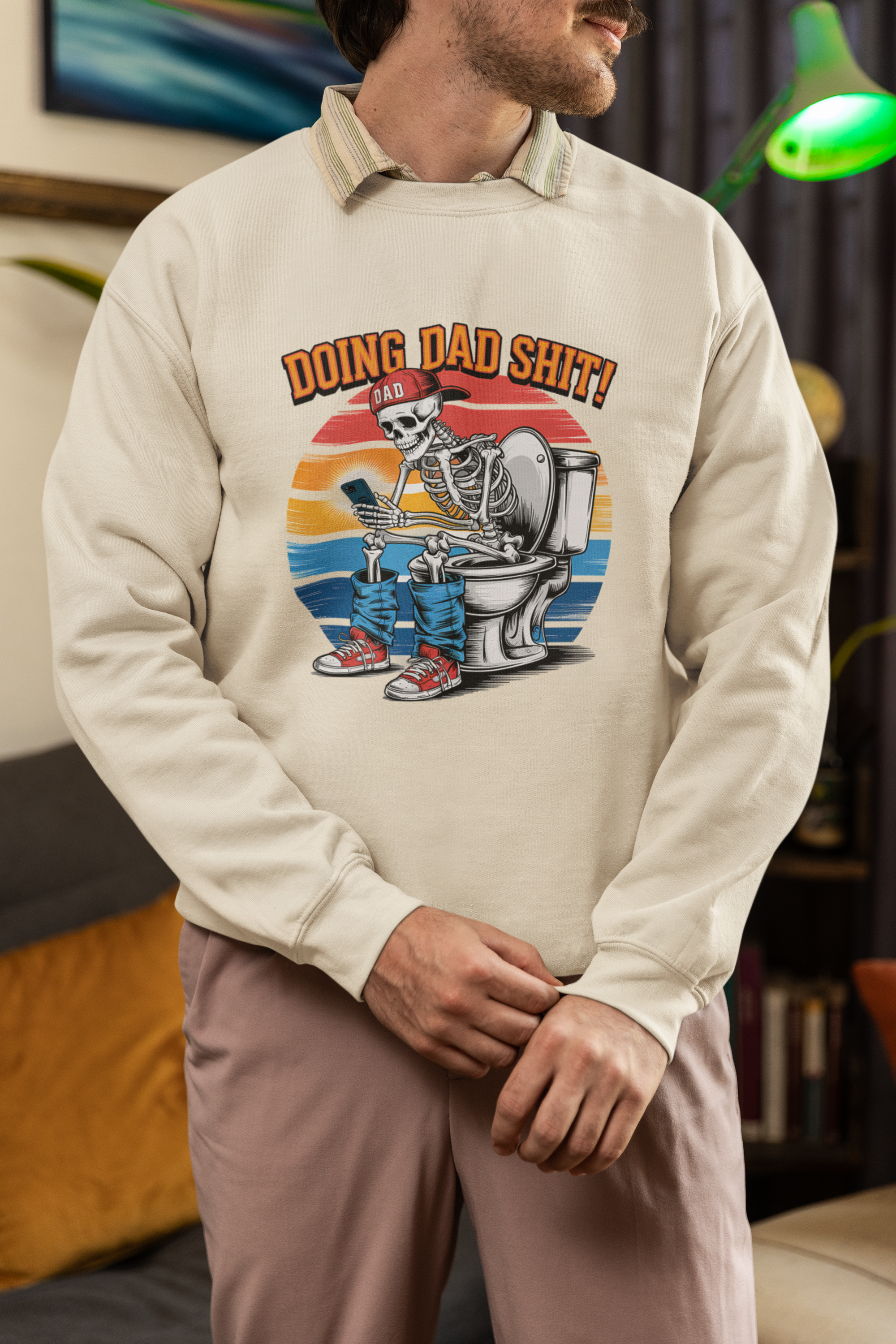 Doing Dad Shit Skeleton T-Shirt / Sweatshirt – Funny Father’s Day Toilet Humour Gift