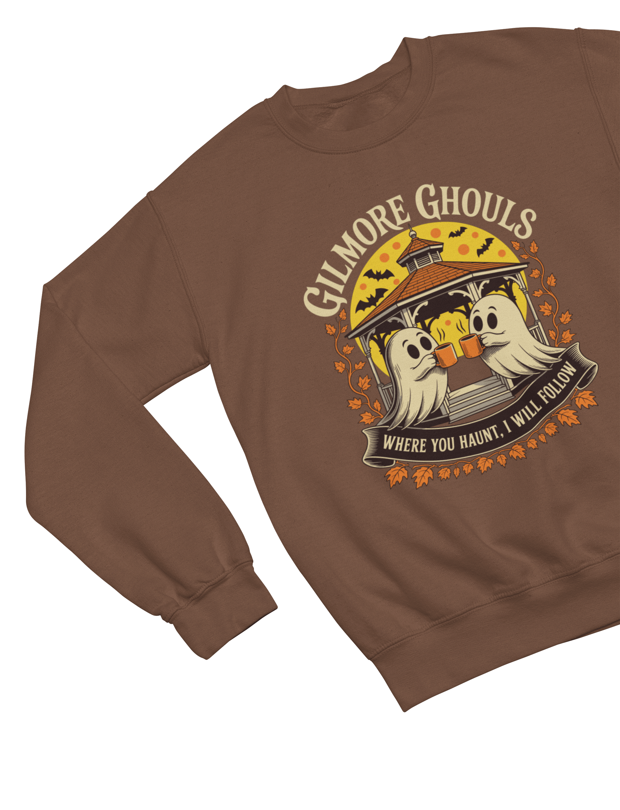Gilmore Ghouls Halloween Sweatshirt | Cozy Autumn Ghost Jumper Sweatshirt / S (Adult) / Brown gift_idea unique_gift personalised_gift