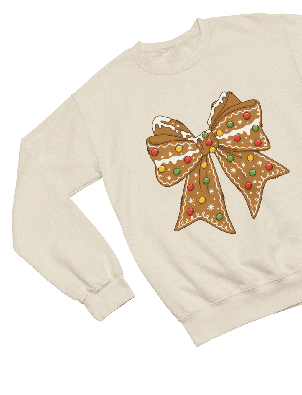 Beast and Beauty Sweatshirt / 3XL (Adult) / Beige Gingerbread Bow Christmas Jumper – Coquette Style (Adults & Kids)