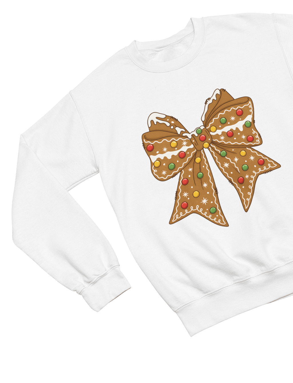 Beast and Beauty Sweatshirt / 3XL (Adult) / White Gingerbread Bow Christmas Jumper – Coquette Style (Adults & Kids)