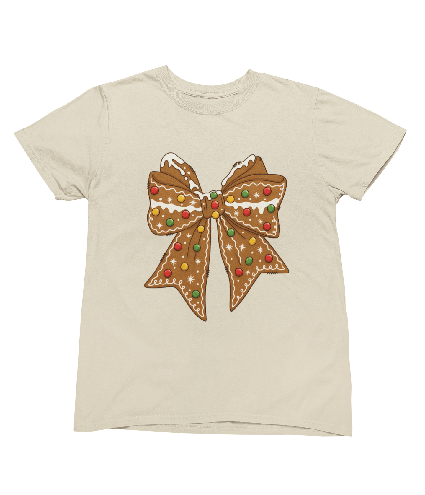 Beast and Beauty T-Shirt / 3XL (Adult) / Beige Gingerbread Bow Christmas Jumper – Coquette Style (Adults & Kids)
