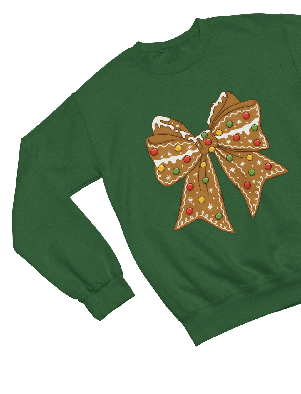 Beast and Beauty Sweatshirt / 3XL (Adult) / Green Gingerbread Bow Christmas Jumper – Coquette Style (Adults & Kids)
