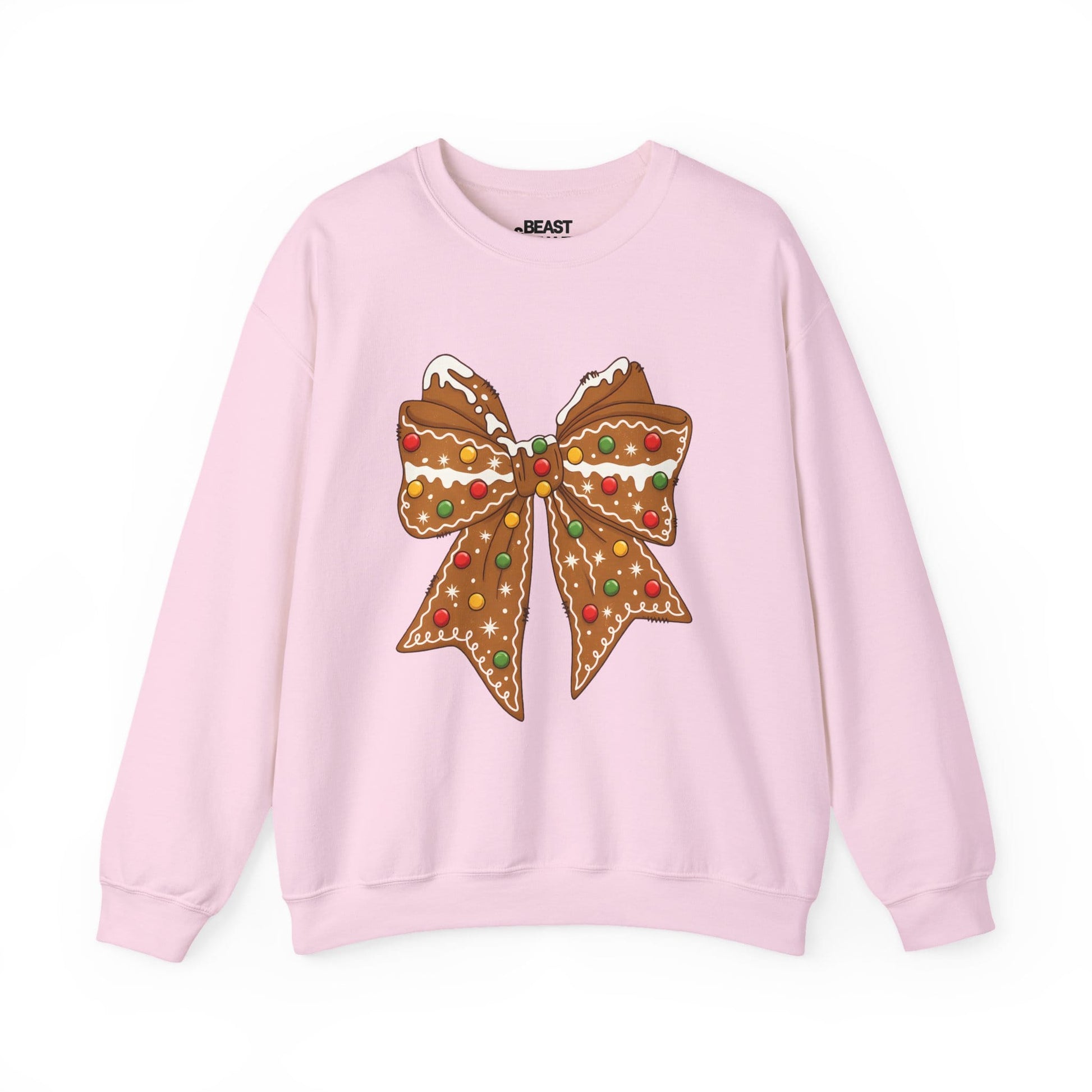 gingerbread bow christmas sweatshirt light pink sweatshirt uk Christmas gift idea