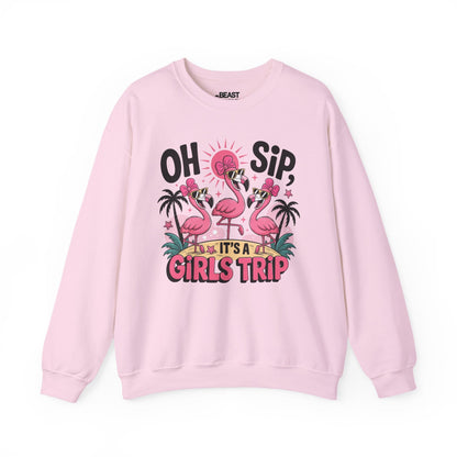 oh sip it s a girls trip sweatshirt light pink sweatshirt uk couples gift idea