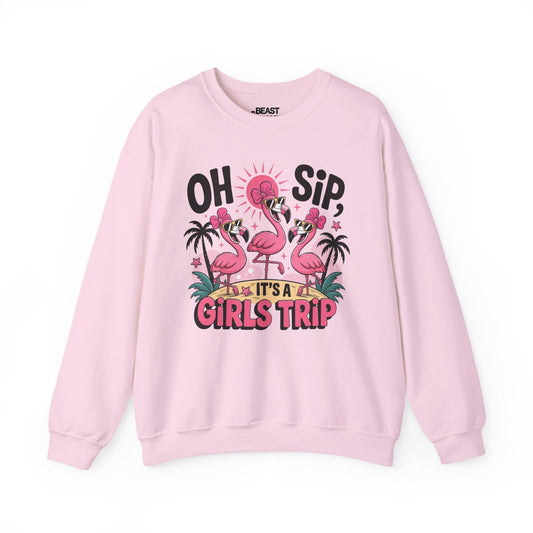 oh sip it s a girls trip sweatshirt light pink sweatshirt uk couples gift idea