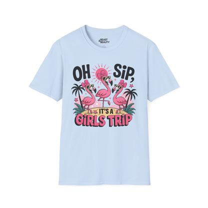 oh sip it s a girls trip t-shirt light blue t-shirt uk couples gift idea