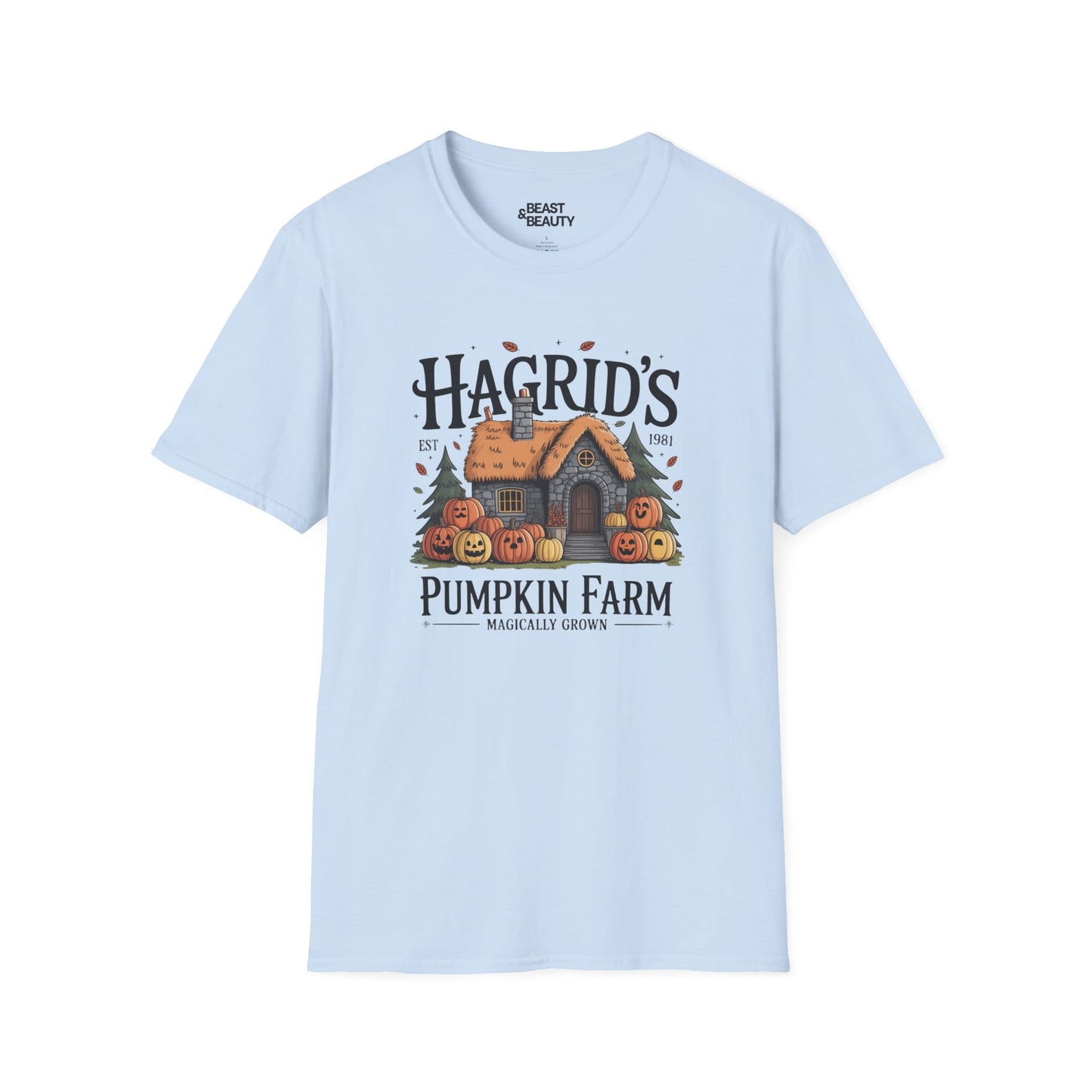 hagrid s pumpkin farm t-shirt light blue t-shirt uk Halloween gift idea