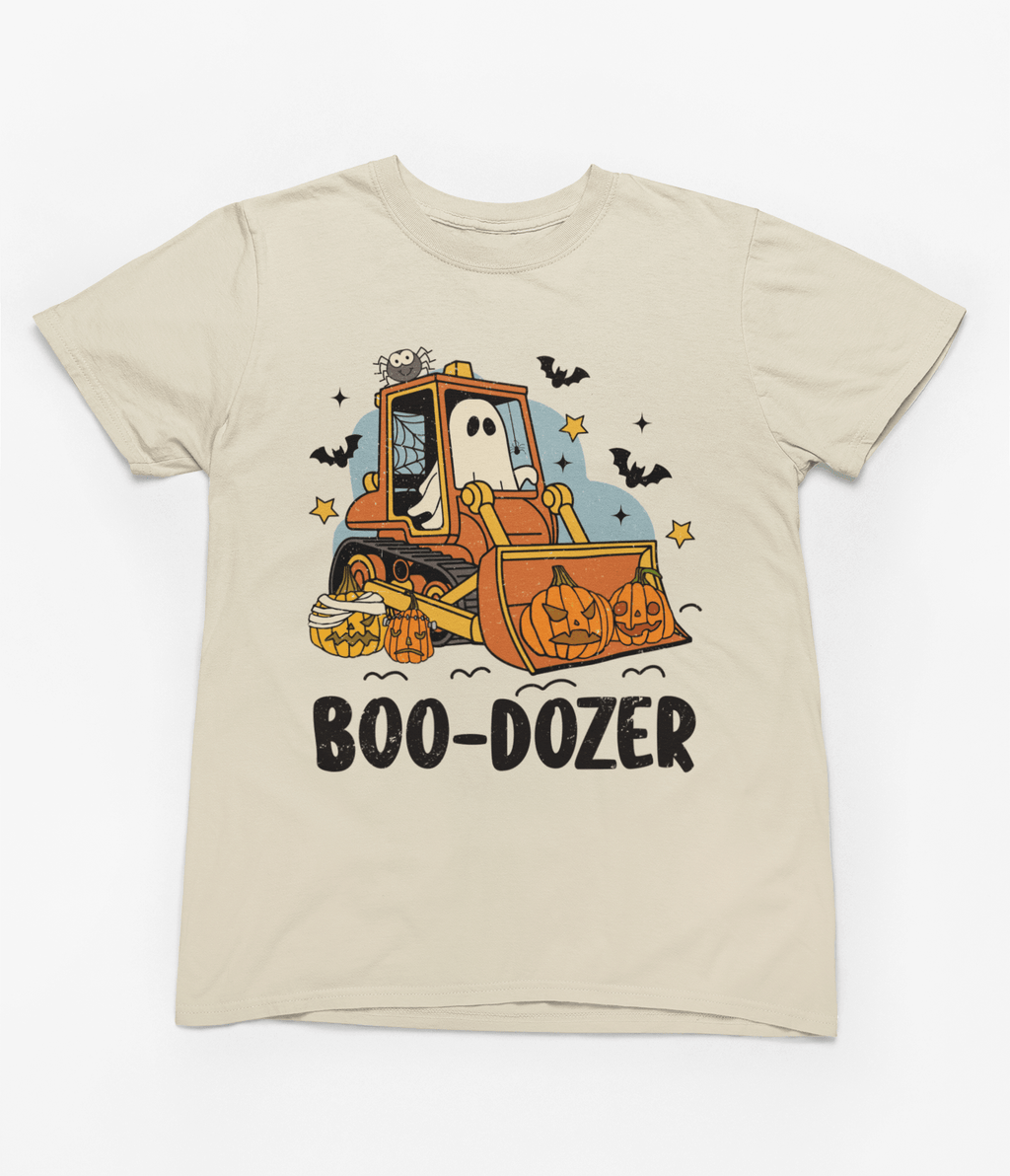 My Store Halloween T-Shirt / Beige / 3-4 years Boo-Dozer Kids Halloween Sweatshirt | Ghost Bulldozer Jumper