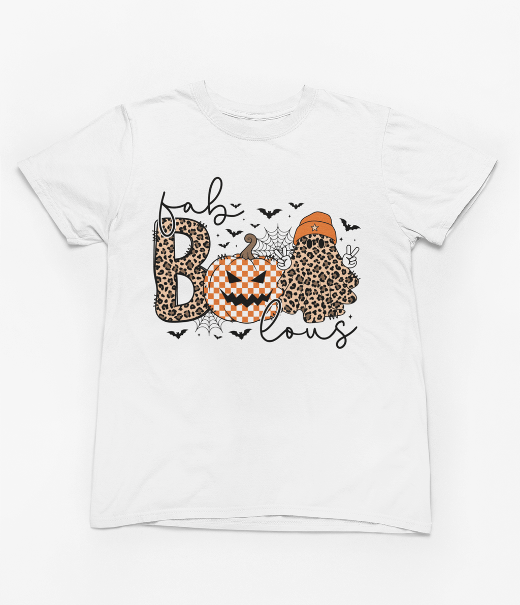 My Store Halloween T-Shirt / White / Small Boojee Ghost Retro Fab-BOO-lous Halloween Sweatshirt & T-Shirt