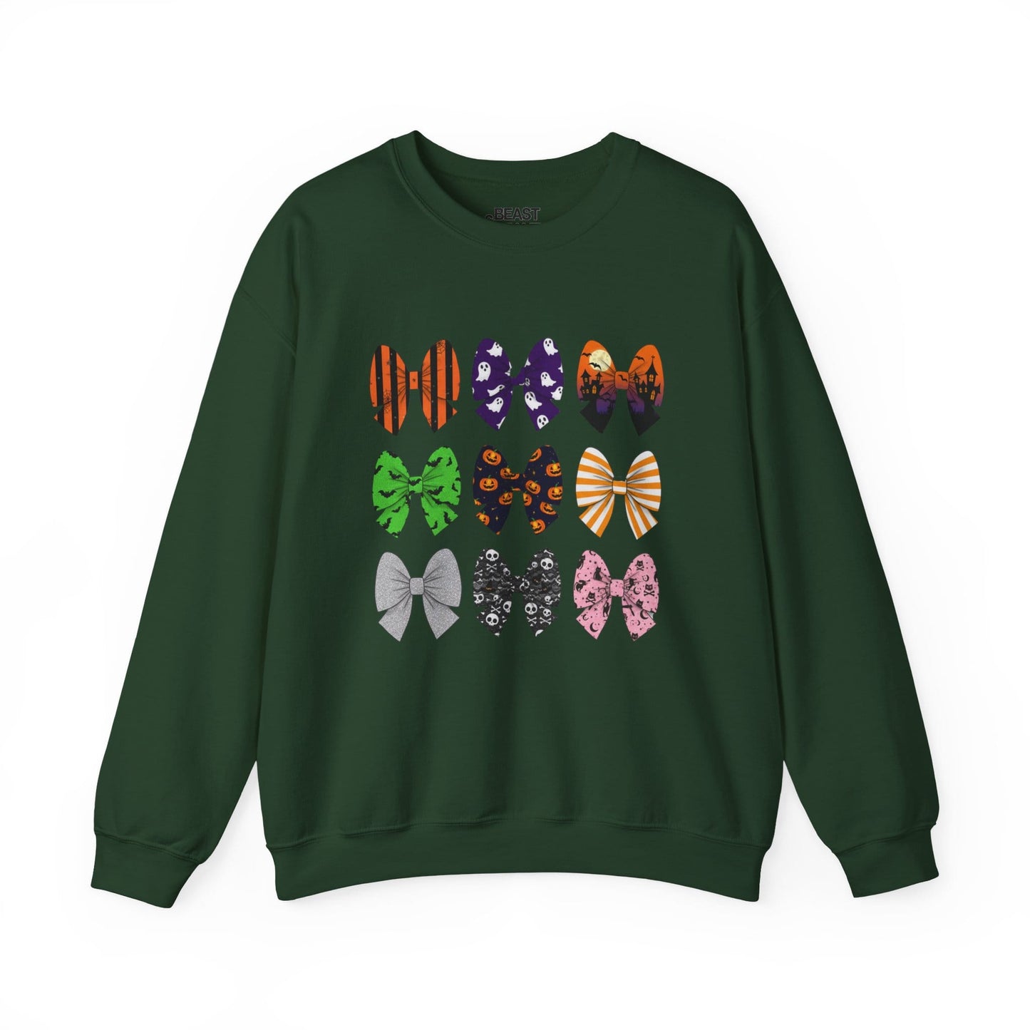 halloween bow pattern sweatshirt forest green sweatshirt uk Halloween gift idea