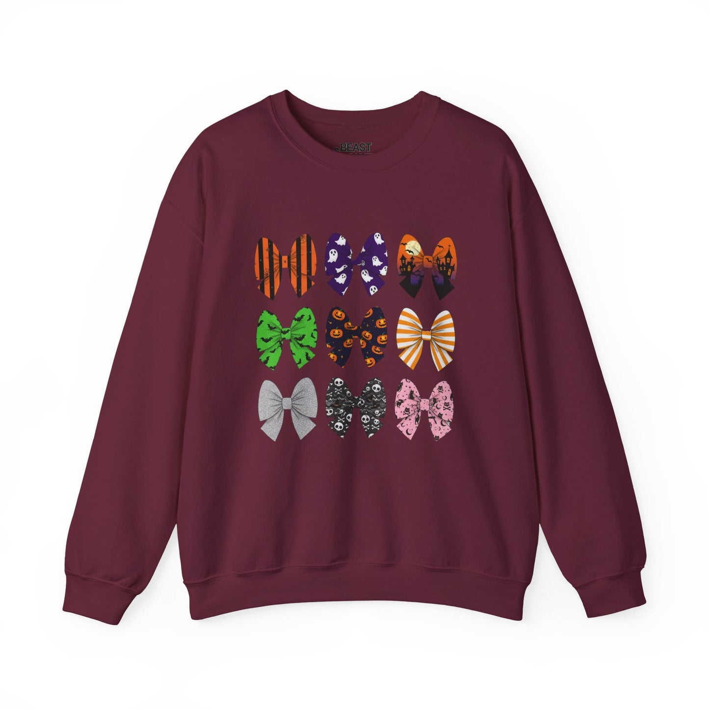 halloween bow pattern sweatshirt maroon sweatshirt uk Halloween gift idea