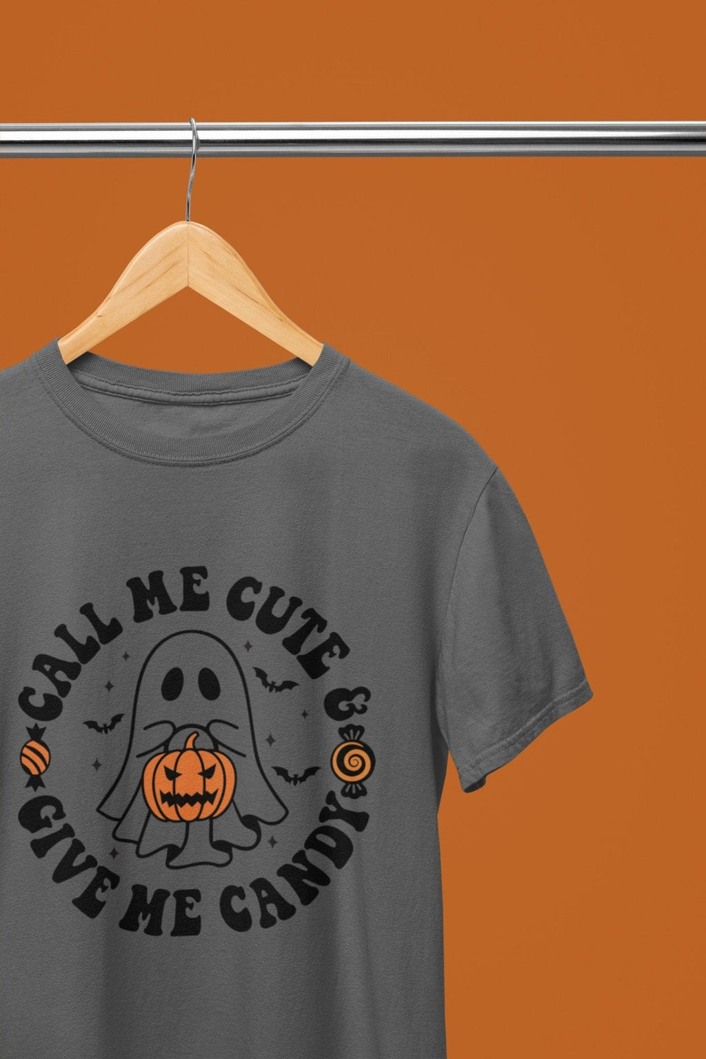 My Store Halloween Grey / Small / T-Shirt Call Me Cute & Give Me Candy Ghost Halloween Sweatshirt & T-Shirt