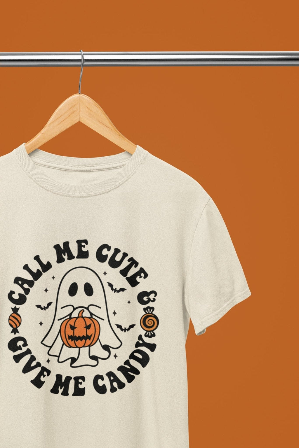 My Store Halloween Beige / Small / T-Shirt Call Me Cute & Give Me Candy Ghost Halloween Sweatshirt & T-Shirt
