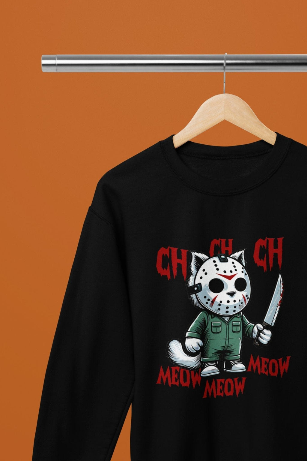 My Store Halloween Black / Small / Sweatshirt Ch Ch Meow Meow Funny Horror Cat Halloween Sweatshirt & T-Shirt